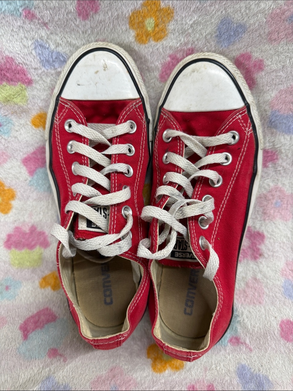 Converse Red Low Top Canvas Sneakers with White Accents
